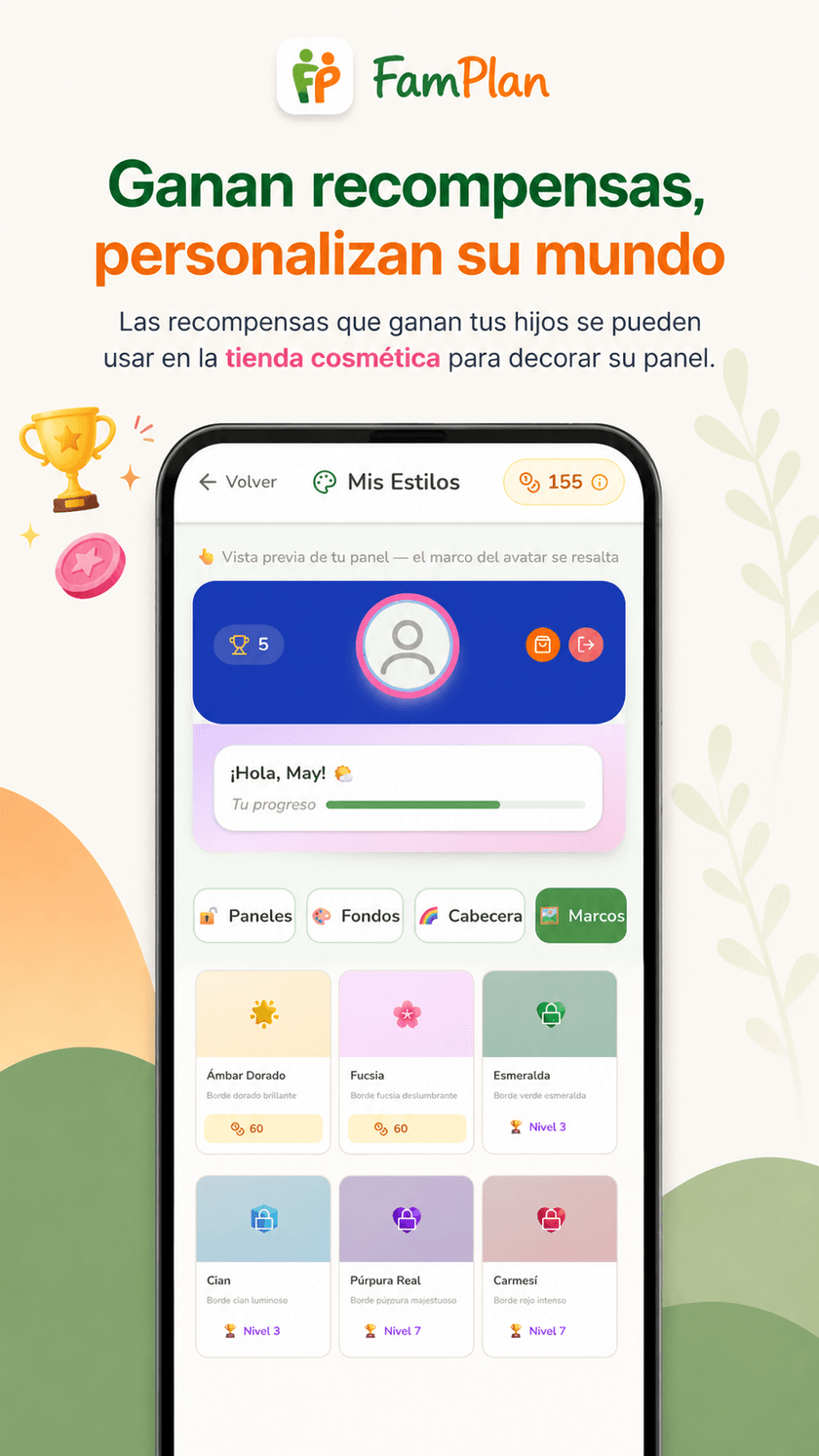 Pantalla de personalización infantil de FamPlan