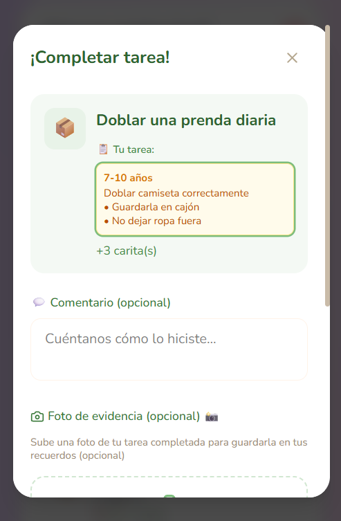 Niño completando una tarea