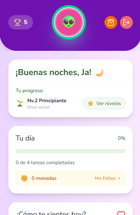 Panel de tareas del niño en FamPlan